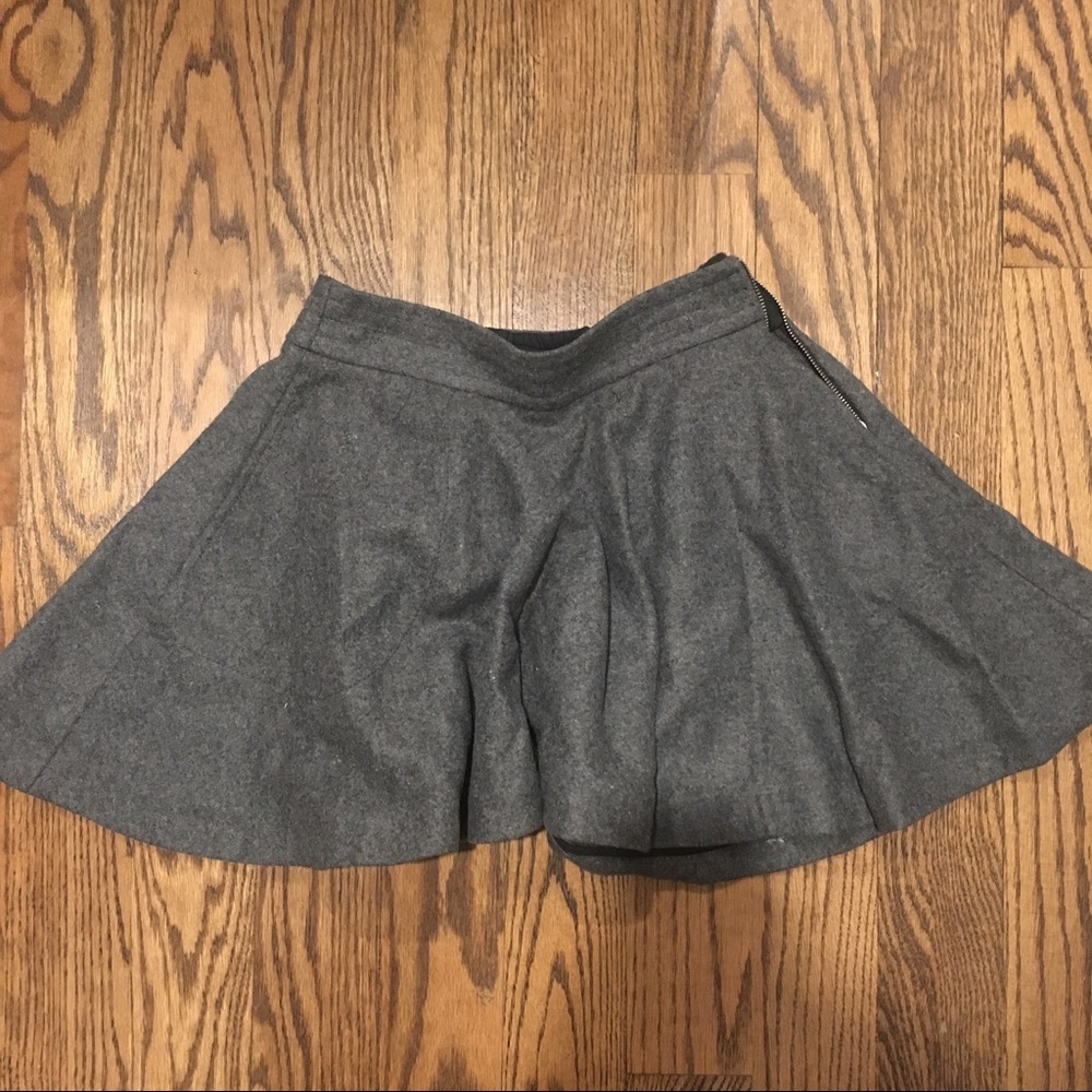 Zara Grey Wool Mini High Waisted Circle Skirt